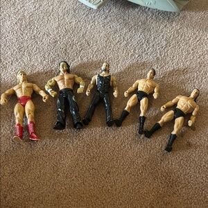WWE Action Figure Set - Red, Black, and Tan
